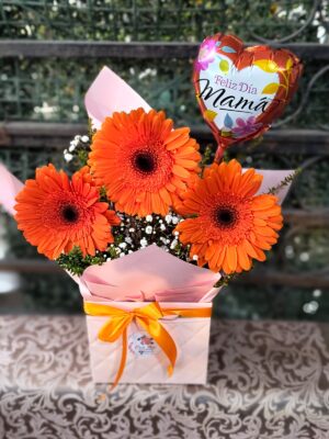 Gerberas para mama (disponible en variedad de colores) incluye globo