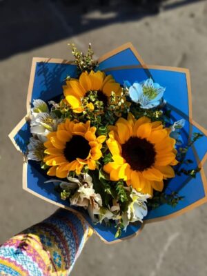 Ramo redondo de 3 girasoles